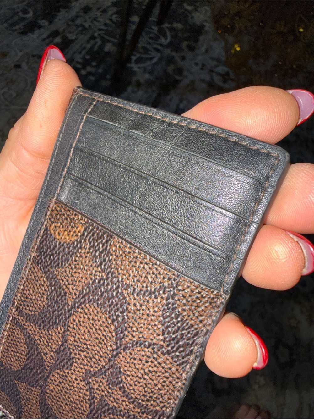 Coach Robot Motif Black Leather Card Holder rear - Picture 4 of 9